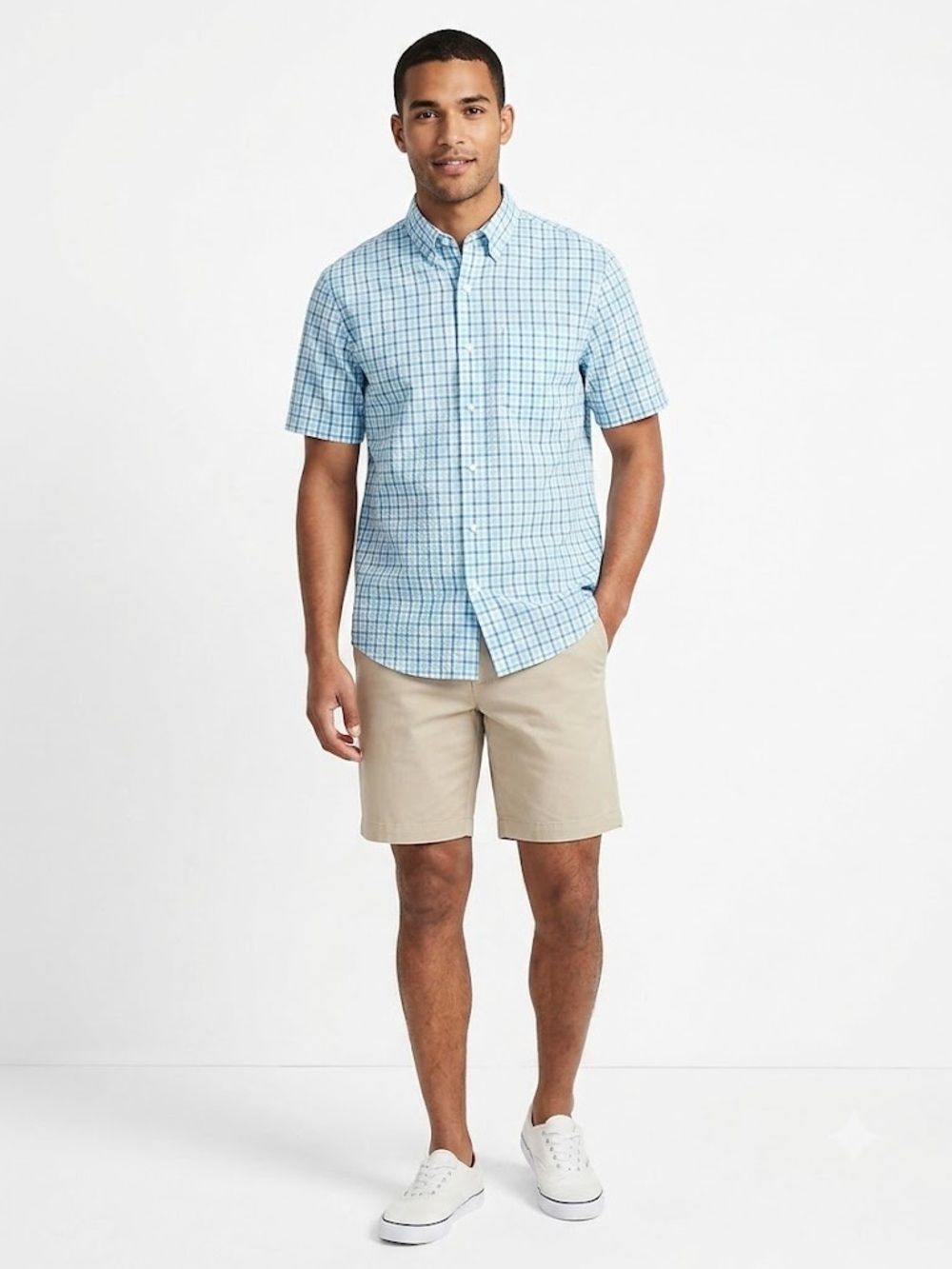 Lands' End Men’s Plaid Button-Down Shirt - Size Large (Traditional Fit)